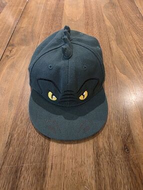 Kids Dark Green Character Baseball Cap with Yellow Eyes